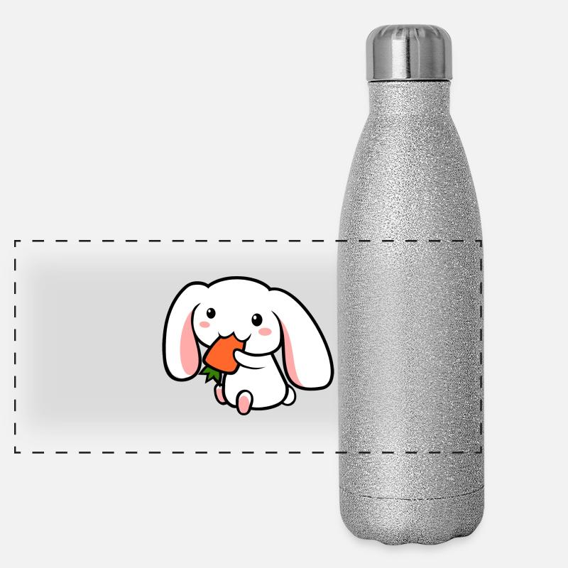 süßer Hase, cute rabbit - Panorama Glitzer Isolierflasche 500 ml - Silber Glitzer