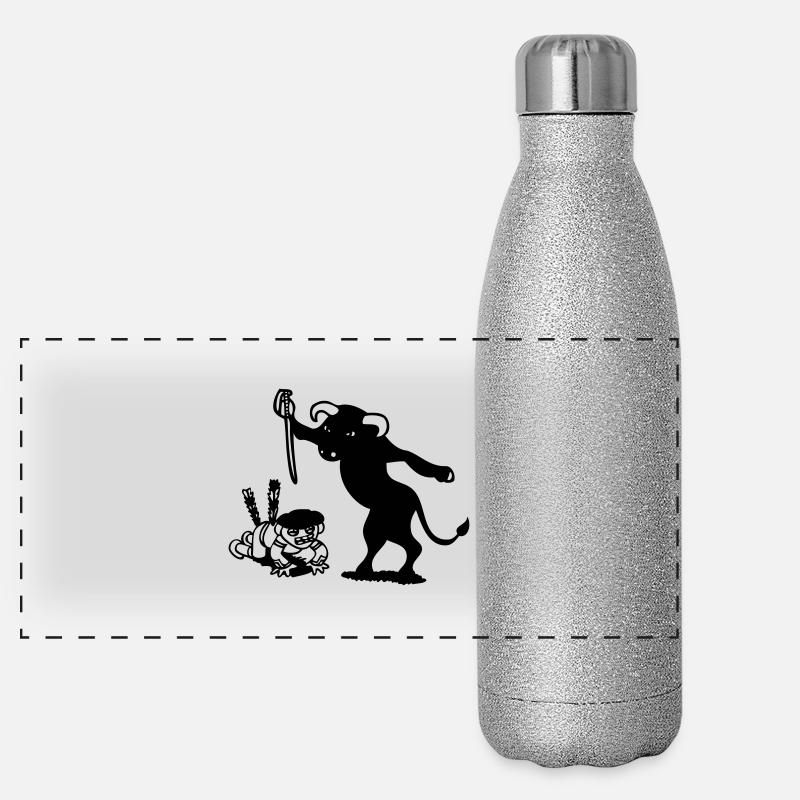 stierkampf schwarzer humor zynisch stier matador Panorama Glitzer Isolierflasche 500 ml