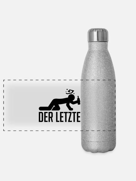 der_letzte_fu1 - Panorama Glitzer Isolierflasche 500 ml - Silber Glitzer - Vorne