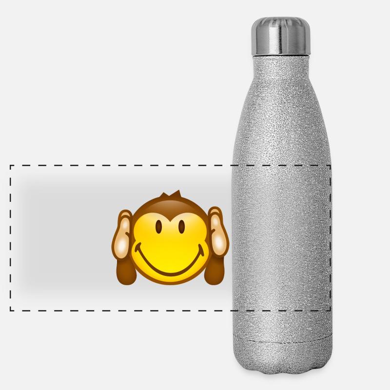 Smiley Monkey No hearing Panorama Glitzer Isolierflasche 500 ml