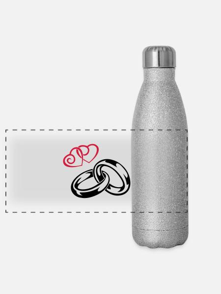 eheringe_love - Panorama Glitzer Isolierflasche 500 ml - Silber Glitzer - Vorne