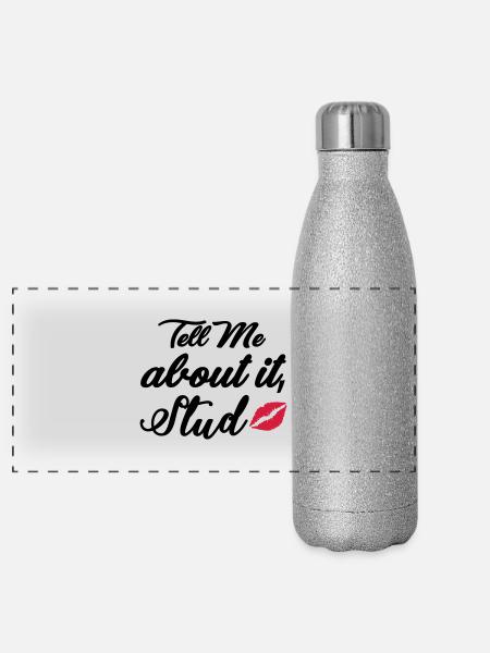 Tell me about it stud - Panorama Glitzer Isolierflasche 500 ml - Silber Glitzer - Vorne