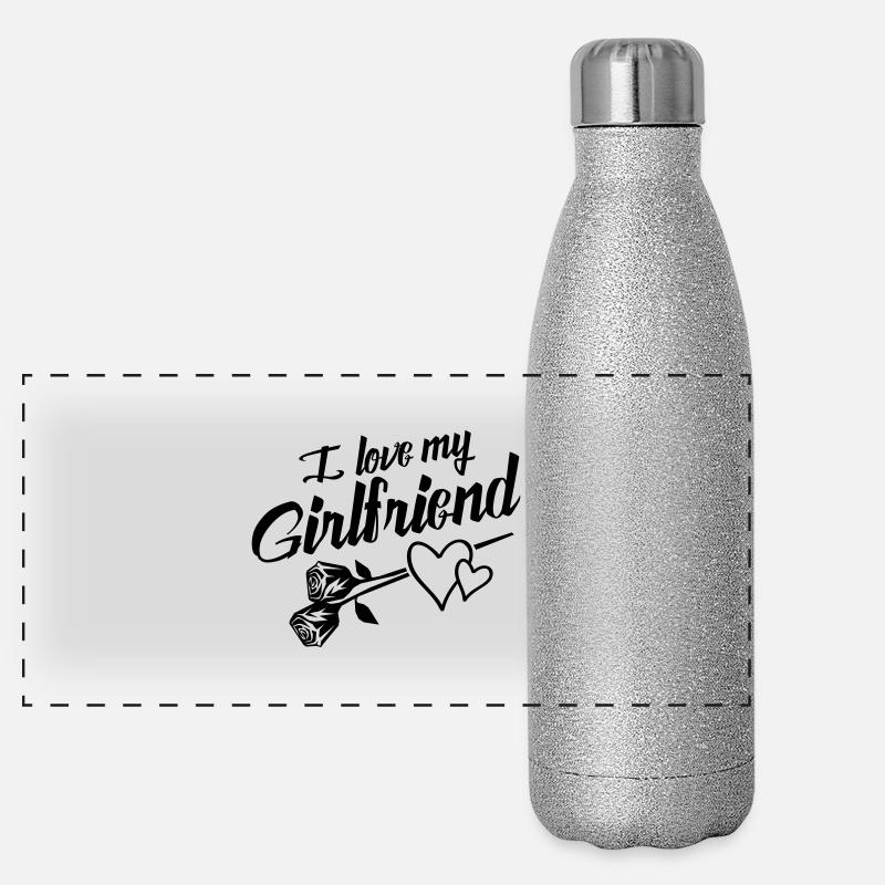 i love my girlfriend design Panorama Glitzer Isolierflasche 500 ml