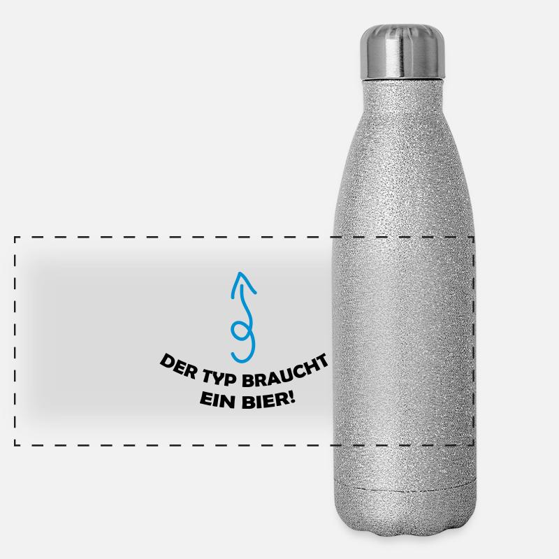 der_typ_braucht_ein_bier_002 Panorama Glitzer Isolierflasche 500 ml