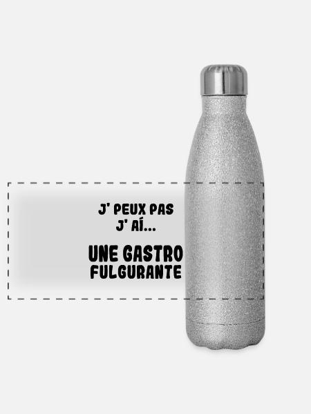 Ich kann keinen Gastro Fulgurant haben - Panorama Glitzer Isolierflasche 500 ml - Silber Glitzer - Vorne