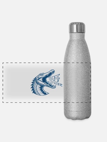 Bis später - Panorama Glitzer Isolierflasche 500 ml - Silber Glitzer - Vorne