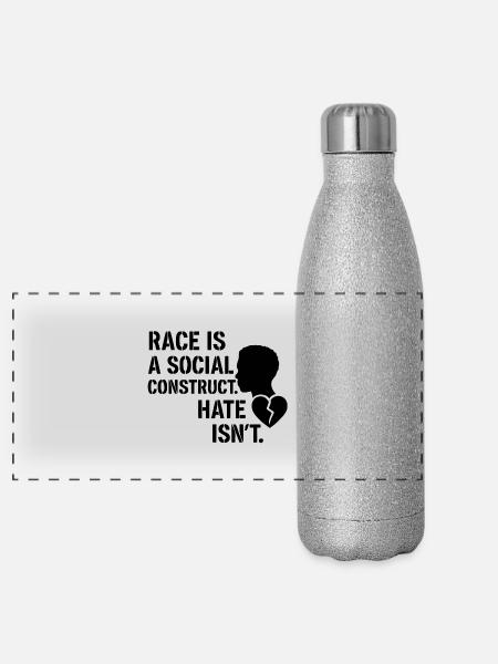 La haine n’est pas une construction sociale - Gourde isotherme panoramique pailletée 500 ml - paillettes argentées - Devant