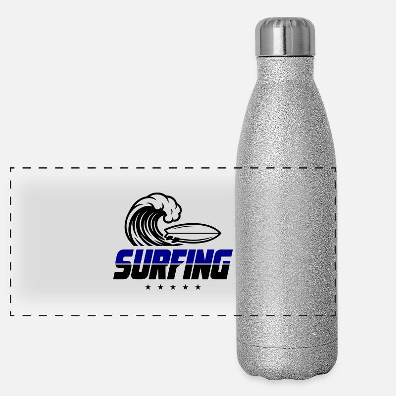 Surfing Surfboard Panorama Glitzer Isolierflasche 500 ml