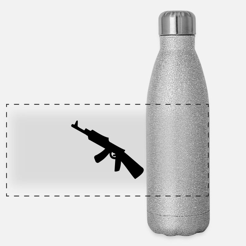 Waffe - Uzi Panorama Glitzer Isolierflasche 500 ml