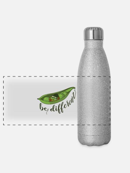 Erbse Hipster different 2 - Panorama Glitzer Isolierflasche 500 ml - Silber Glitzer