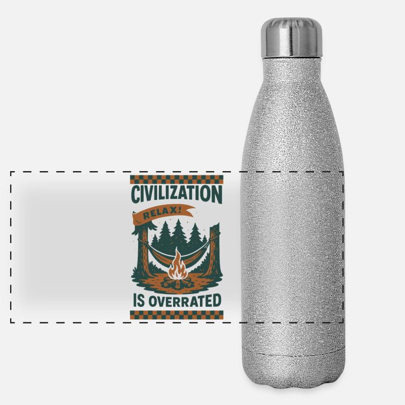 Prepper Survival Bushcrafting Zivilisation Panorama Glitzer Isolierflasche 500 ml