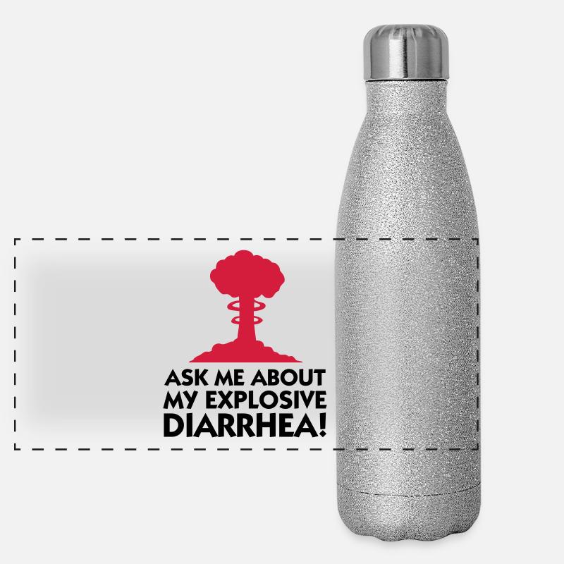 Frag mich wegen meinem explosiven Durchfall! Panorama Glitzer Isolierflasche 500 ml