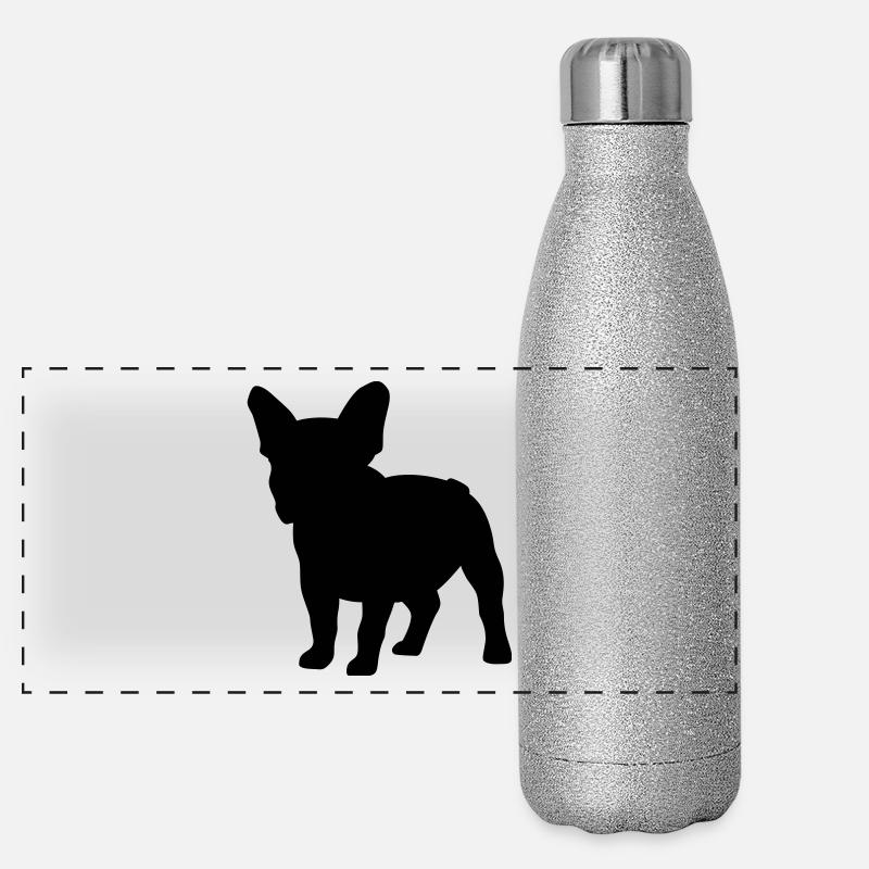 Frenchie - Panorama Glitzer Isolierflasche 500 ml - Silber Glitzer