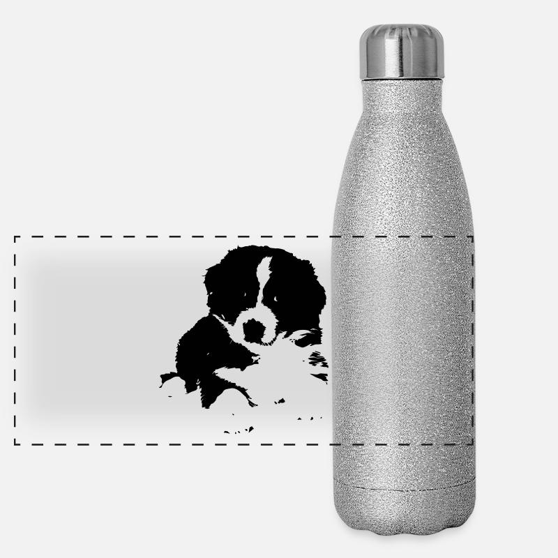 Süßer Hund Panorama Glitzer Isolierflasche 500 ml