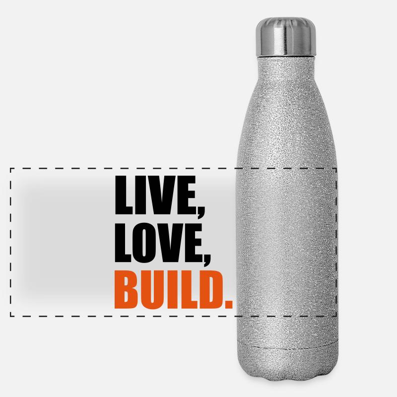 Hausbau Panorama Glitzer Isolierflasche 500 ml