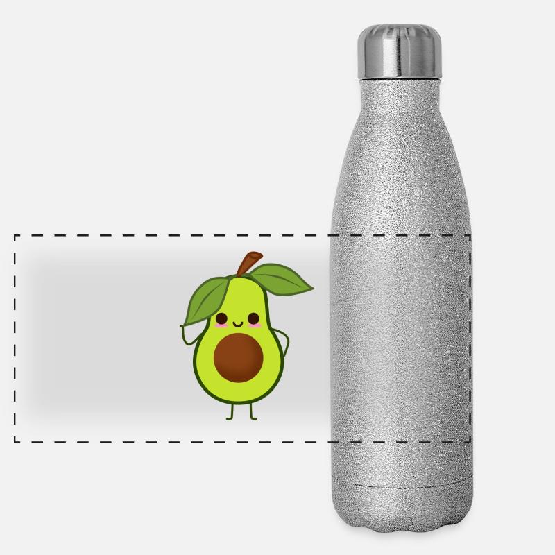 Süße Avocado Panorama Glitzer Isolierflasche 500 ml
