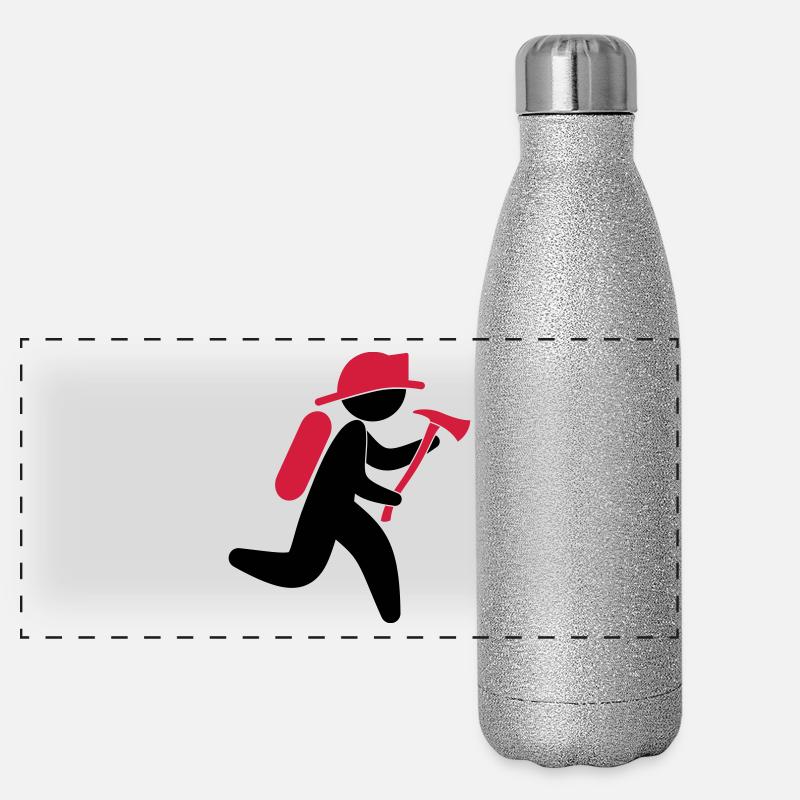 Un pompier avec une hache Gourde isotherme panoramique pailletée 500 ml