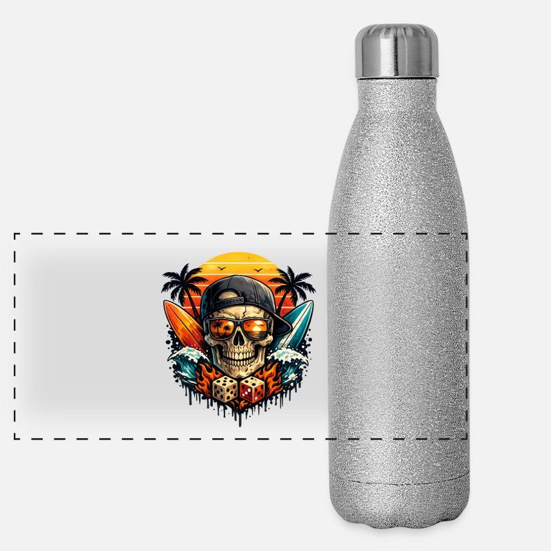 Sunset Skull Vibes Panorama Glitzer Isolierflasche 500 ml