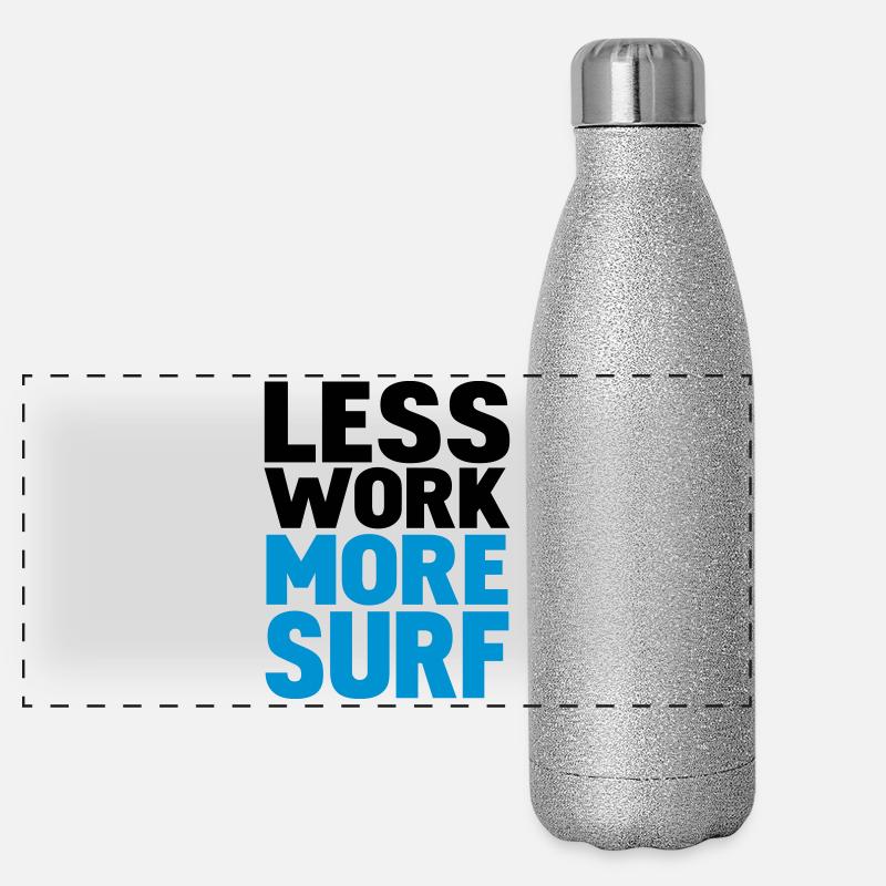 less work more surf Panorama Glitzer Isolierflasche 500 ml