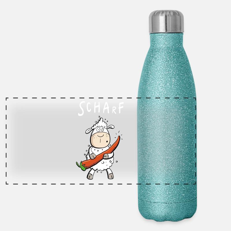 Pepperoni Sheep I Sharp jeu de mots comique Gourde isotherme panoramique pailletée 500 ml