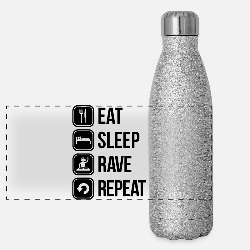 eat sleep rave repeat Gourde isotherme panoramique pailletée 500 ml