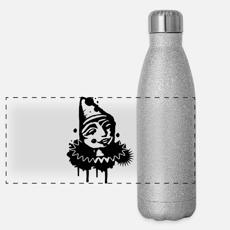 Porträt eines melancholischen Clowns als Graffiti Panorama Glitzer Isolierflasche 500 ml