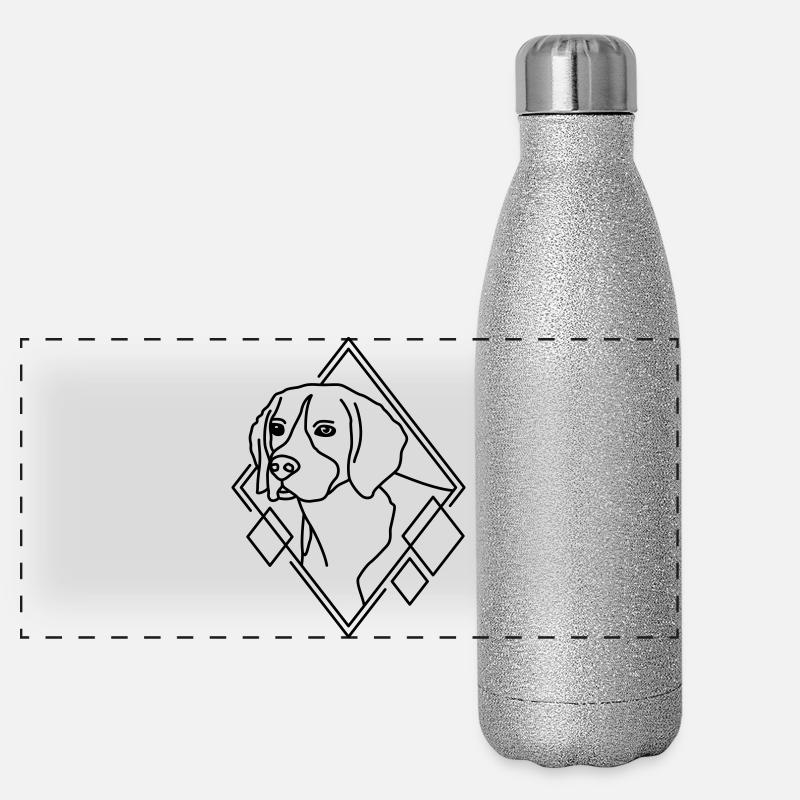 Beagle in geometrischer Form - Line-Art-Design Panorama Glitzer Isolierflasche 500 ml