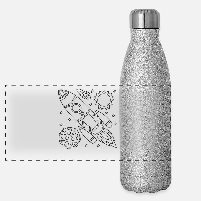 Vaisseau spatial fusée Gourde isotherme panoramique pailletée 500 ml
