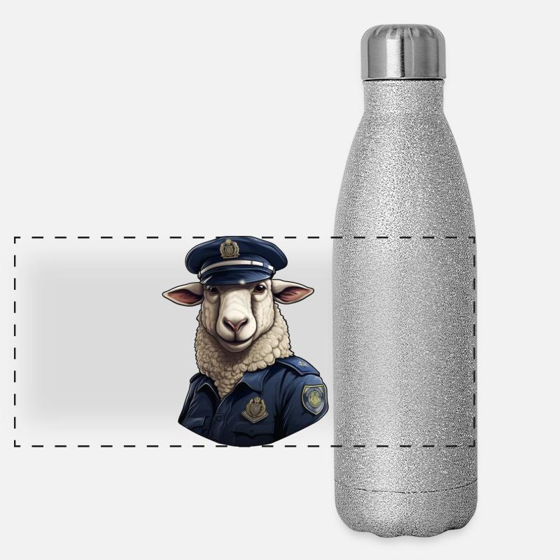 Polizei Schaf Panorama Glitzer Isolierflasche 500 ml