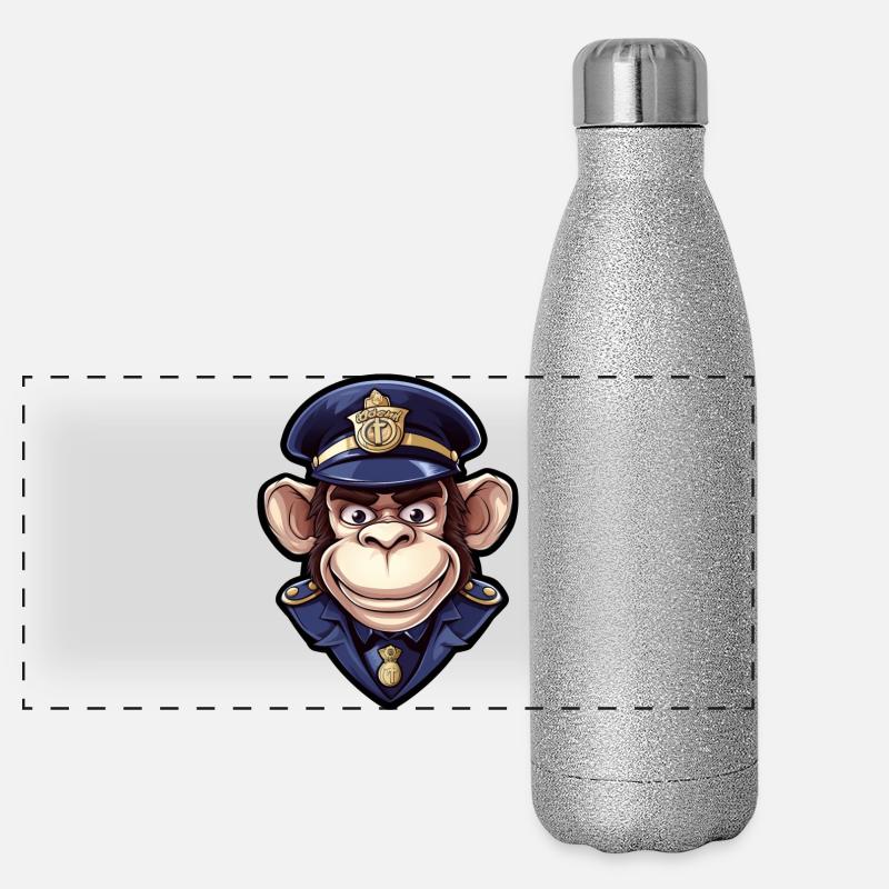 Singe policier Gourde isotherme panoramique pailletée 500 ml