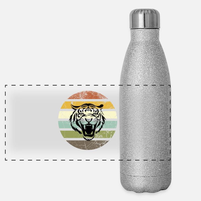 Coucher de soleil rétro Tiger Stripes Gourde isotherme panoramique pailletée 500 ml