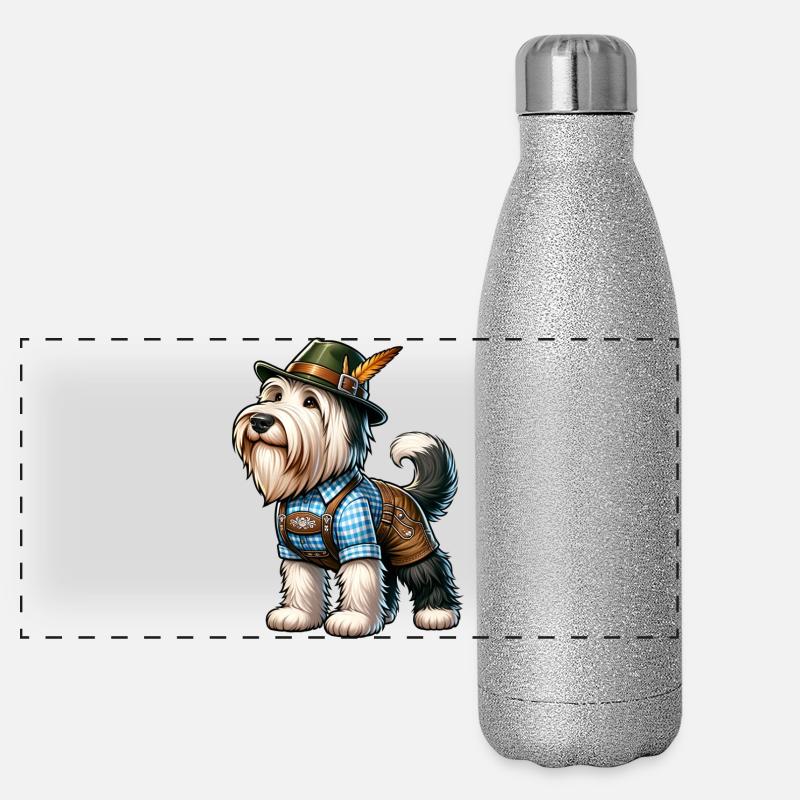 Bearded Collie Dog Bayern Panoramic Glitter Thermal Bottle 500 ml
