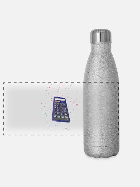 rechner calculator | Taschenrechner - Panorama Glitzer Isolierflasche 500 ml - Silber Glitzer