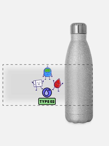 Typ-2-Diabetes Bewusstsein - Panorama Glitzer Isolierflasche 500 ml - Silber Glitzer