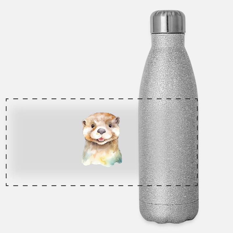 Verspielte Otter Panorama Glitzer Isolierflasche 500 ml
