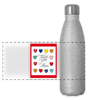 Thank you Mom - Panoramic Glitter Thermal Bottle 500 ml - silver glitter - Front
