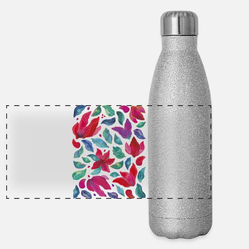 Fleurs vibrantes Gourde isotherme panoramique pailletée 500 ml