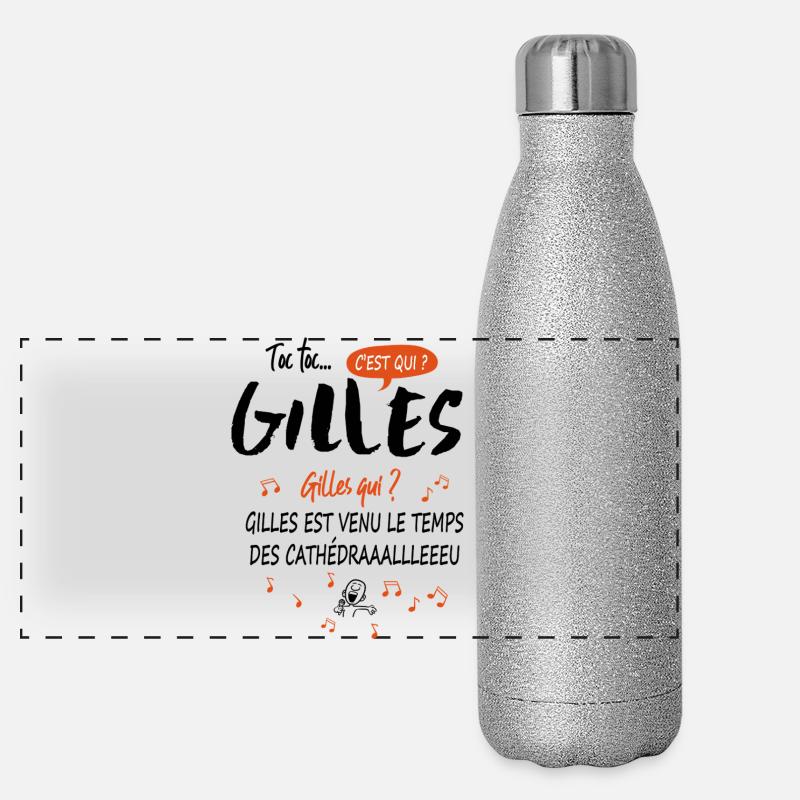 Name Gilles Birthday Gift idea man Panoramic Glitter Thermal Bottle 500 ml