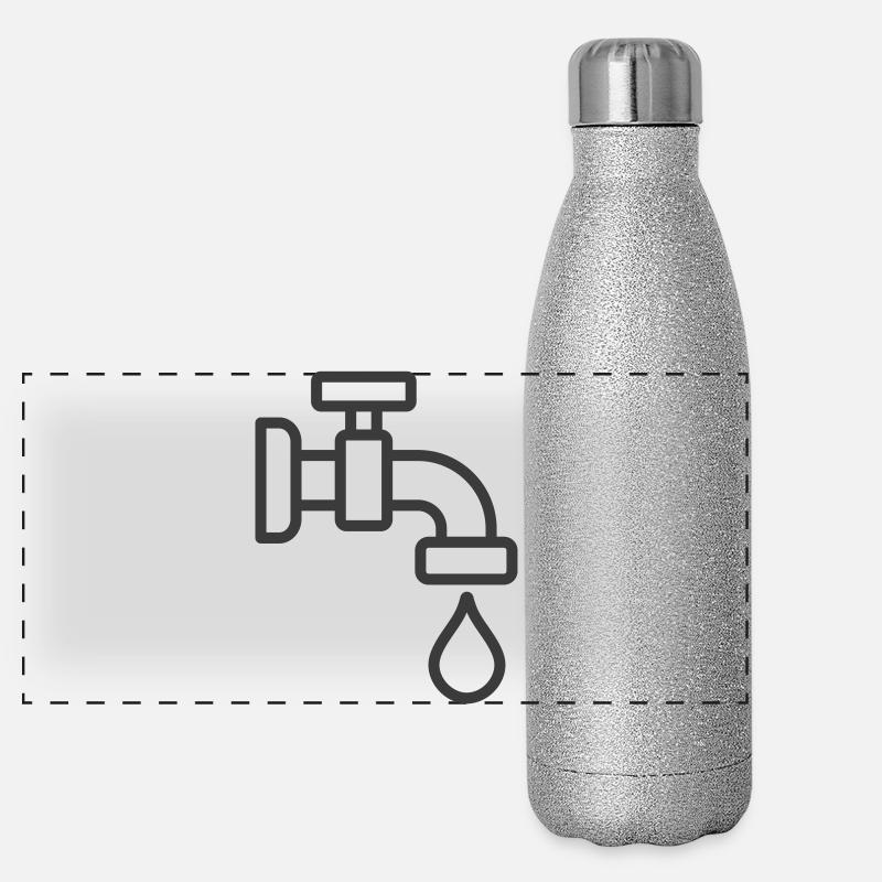Wasserhahn mit Tröpfchensymbol Panorama Glitzer Isolierflasche 500 ml