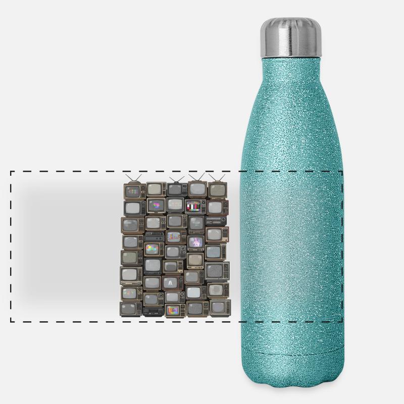 Retro Fernseh-Stack Collage Panorama Glitzer Isolierflasche 500 ml