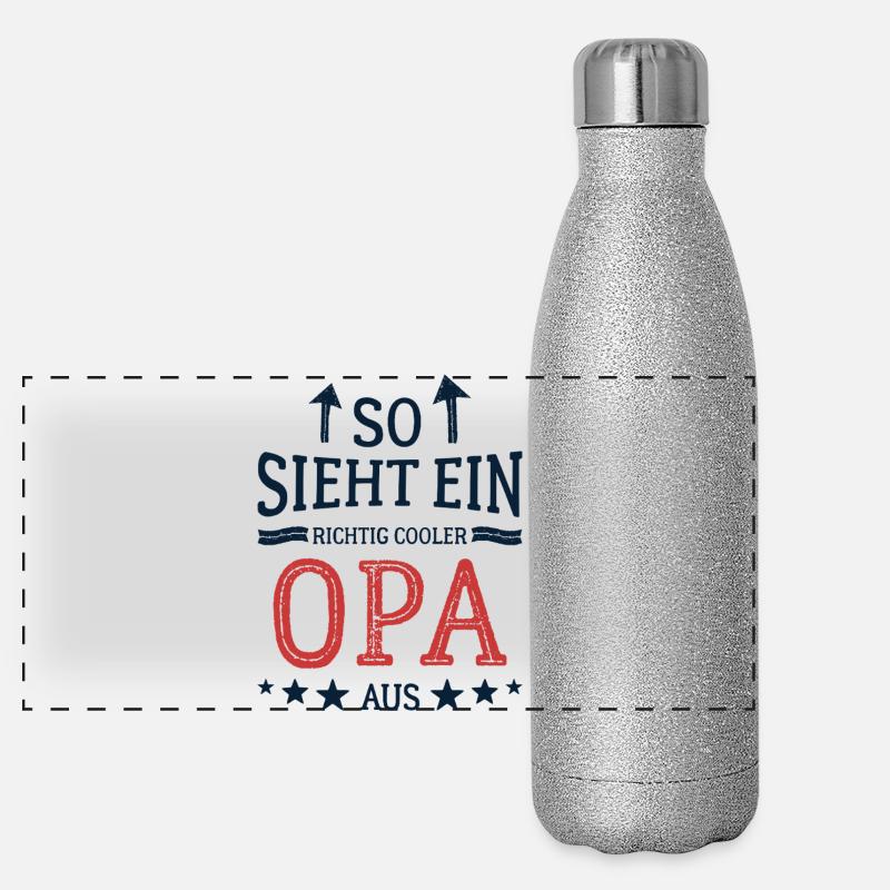 So sieht ein cooler Opa aus Bester Großvater  Panorama Glitzer Isolierflasche 500 ml