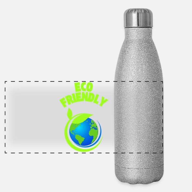 Eco Leaf Earth Grafik Panorama Glitzer Isolierflasche 500 ml