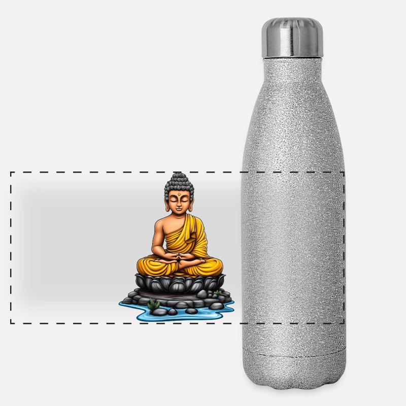 Buddha bei Meditation Panorama Glitzer Isolierflasche 500 ml