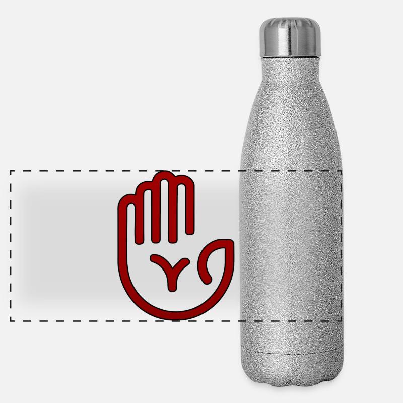 Roter Minimal-Handabdruck Panorama Glitzer Isolierflasche 500 ml