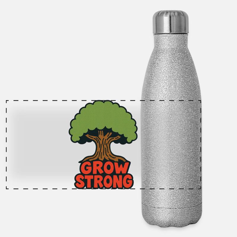 Logo rétro Grow Strong Tree Gourde isotherme panoramique pailletée 500 ml