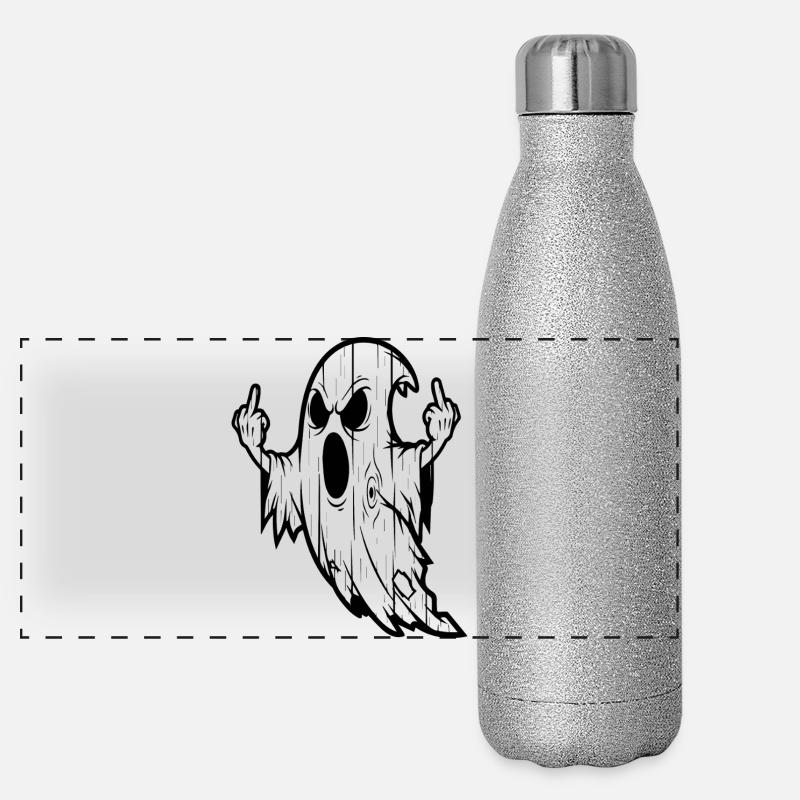 Geist mit Mittelfinger-Geste Panorama Glitzer Isolierflasche 500 ml