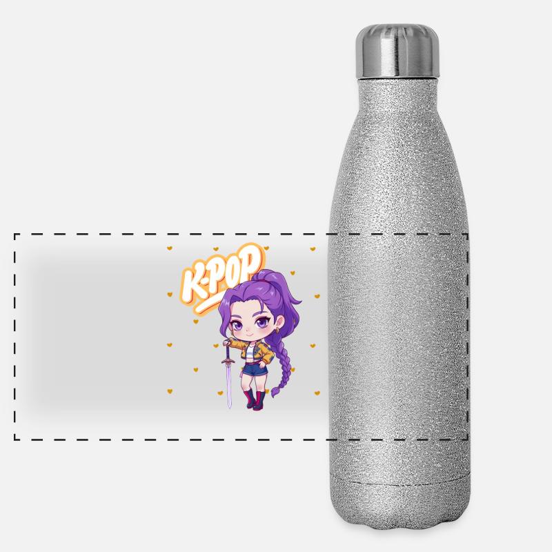 Kpop Girl - Panoramic Glitter Thermal Bottle 500 ml - silver glitter