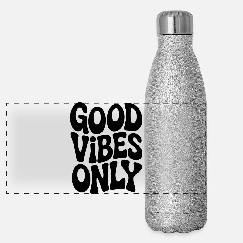 Vibing typography in black Panoramic Glitter Thermal Bottle 500 ml