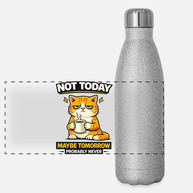 Nicht heute Katzenkaffee-Prokrastination Panorama Glitzer Isolierflasche 500 ml