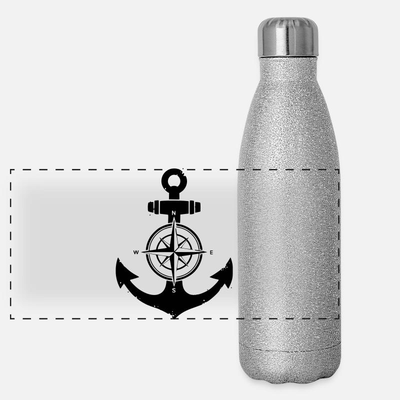 Anchor Compass Silhouette Panoramic Glitter Thermal Bottle 500 ml